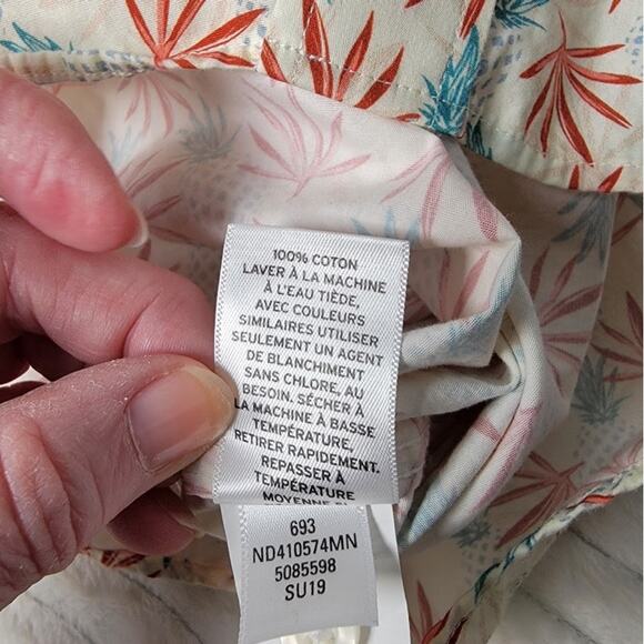 1901 Fairview Wash Shirt Men’s L Pineapple Print Button Up Cotton Short Sleeve - Picture 8 of 9